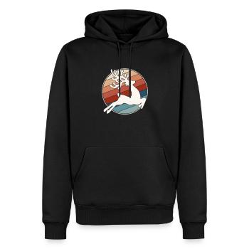Moose Retro - Sweat à capuche Premium bio Homme - noir - Devant - Nico (187cm)