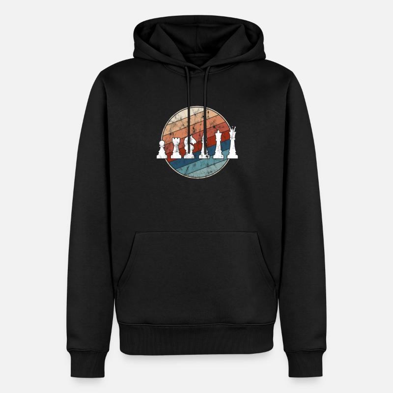 Schach Retro - Männer Premium Bio Hoodie - Schwarz