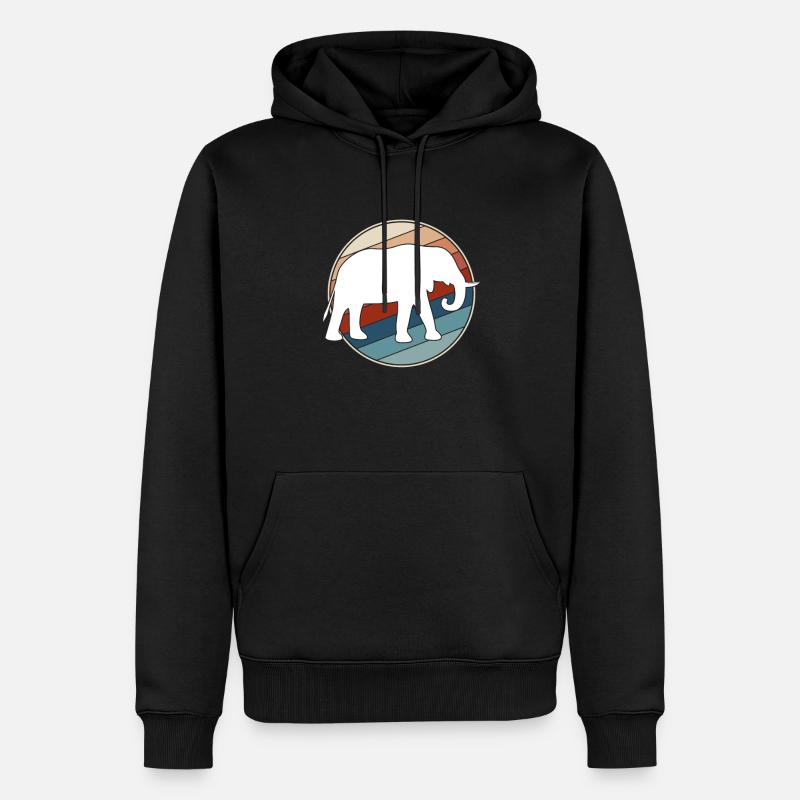 Éléphant rétro - Sweat à capuche Premium bio Homme - noir