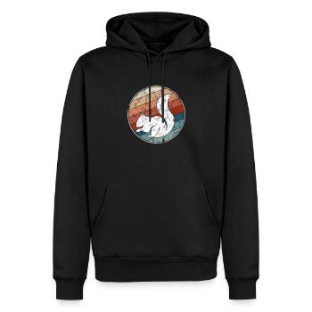 Écureuil Rétro - Sweat à capuche Premium bio Homme - noir - Devant - Nico (187cm)