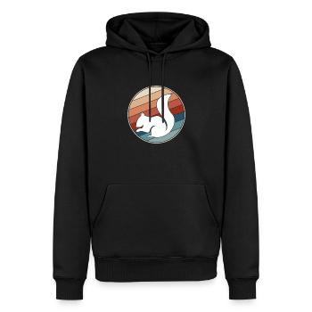 Écureuil Rétro - Sweat à capuche Premium bio Homme - noir - Devant - Nico (187cm)