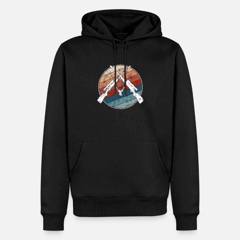 Chasse rétro - Sweat à capuche Premium bio Homme - noir