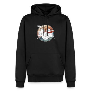 Batterie Rétro - Sweat à capuche Premium bio Homme - noir - Devant - Nico (187cm)