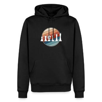 Échecs Rétro - Sweat à capuche Premium bio Homme - noir - Devant - Nico (187cm)