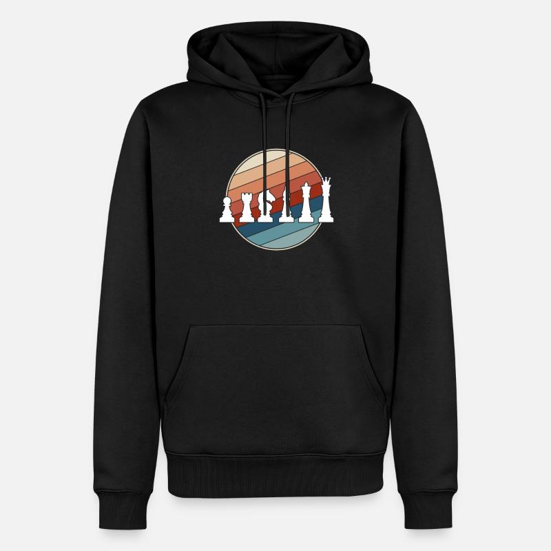 Échecs Rétro - Sweat à capuche Premium bio Homme - noir