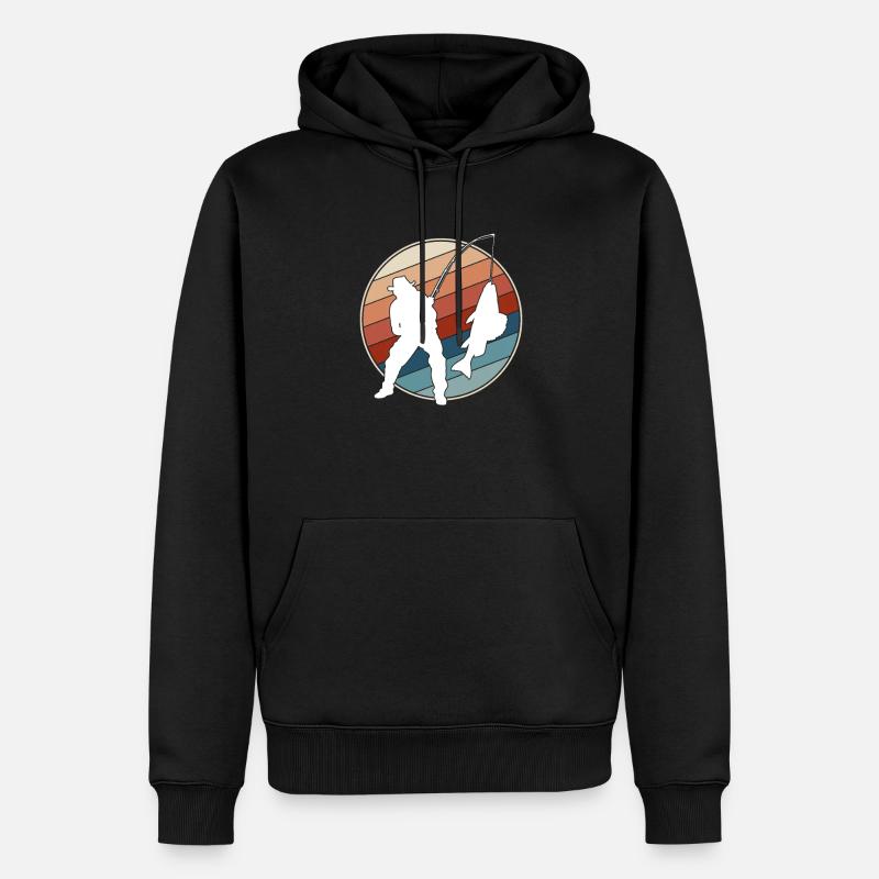 Pêche Rétro - Sweat à capuche Premium bio Homme - noir