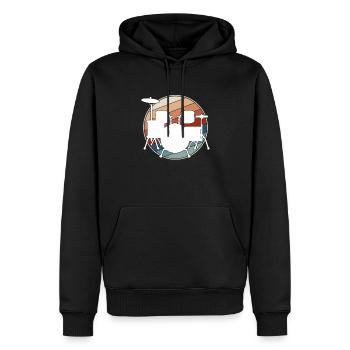Batterie Rétro - Sweat à capuche Premium bio Homme - noir - Devant - Nico (187cm)