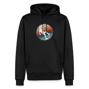 Escalade rétro - Sweat à capuche Premium bio Homme - noir - Devant - Nico (187cm)