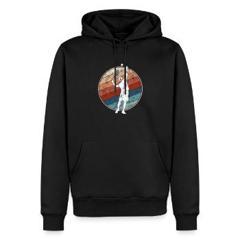Tennis Rétro - Sweat à capuche Premium bio Homme - noir - Devant - Nico (187cm)