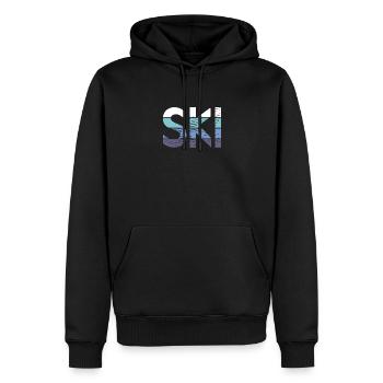 Ski - Sweat à capuche Premium bio Homme - noir - Devant - Nico (187cm)