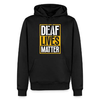 Deaf People Matters - Américain - Sweat à capuche Premium bio Homme - noir - Devant - Nico (187cm)
