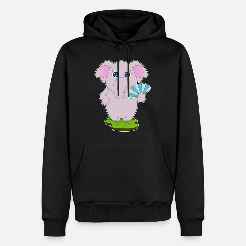 Elefant Handventilator - Männer Premium Bio Hoodie - Schwarz