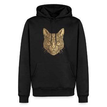 Portrait de chat - Sweat à capuche Premium bio Homme - noir - Devant - Nico (187cm)