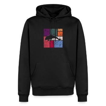 Delfin - Männer Premium Bio Hoodie - Schwarz - Vorne - Nico (187cm)