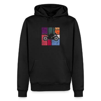 Motocyclette - Sweat à capuche Premium bio Homme - noir - Devant - Nico (187cm)