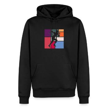 Joggen - Männer Premium Bio Hoodie - Schwarz - Vorne - Nico (187cm)