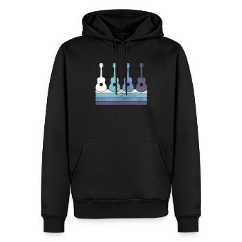 Guitare - Sweat à capuche Premium bio Homme - noir - Devant - Nico (187cm)