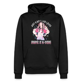 Juste un garçon qui aime l’anime et la K-Pop - Sweat à capuche Premium bio Homme - noir - Devant - Nico (187cm)