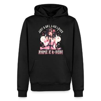 Juste une fille qui aime l’anime et la K-Pop - Sweat à capuche Premium bio Homme - noir - Devant - Nico (187cm)