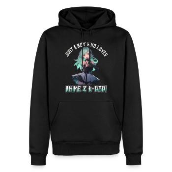 Juste un garçon qui aime l’anime et la K-Pop - Sweat à capuche Premium bio Homme - noir - Devant - Nico (187cm)