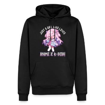 Juste une fille qui aime l’anime et la K-Pop - Sweat à capuche Premium bio Homme - noir - Devant - Nico (187cm)