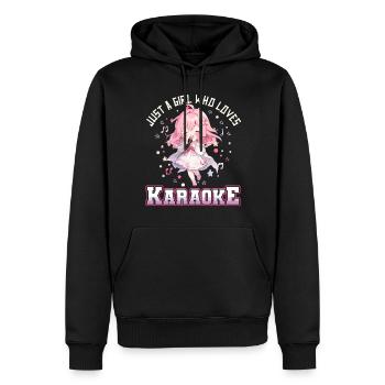 Juste une fille qui aime le karaoké - Sweat à capuche Premium bio Homme - noir - Devant - Nico (187cm)