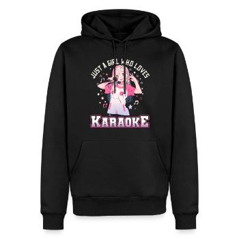 Juste une fille qui aime le karaoké - Sweat à capuche Premium bio Homme - noir - Devant - Nico (187cm)