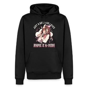 Juste une fille qui aime l’anime et la K-Pop - Sweat à capuche Premium bio Homme - noir - Devant - Nico (187cm)