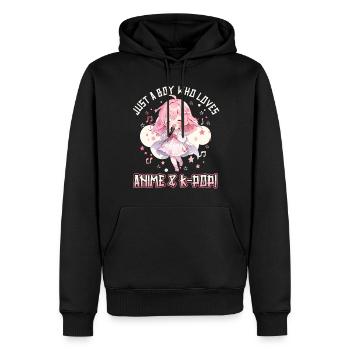 Juste un garçon qui aime l’anime et la K-Pop - Sweat à capuche Premium bio Homme - noir - Devant - Nico (187cm)