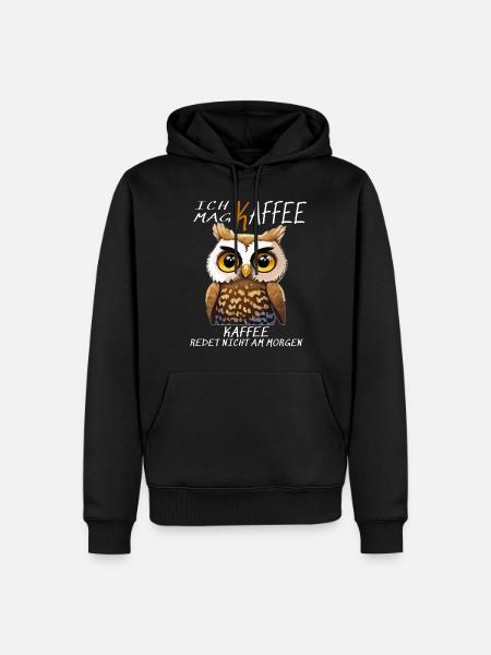 EULE ICH MAG KAFFEE - Männer Premium Bio Hoodie - Schwarz