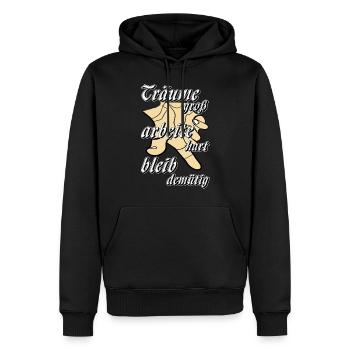 HAND Träume groß arbeite hart bleibe demütig - Männer Premium Bio Hoodie - Schwarz - Vorne - Nico (187cm)
