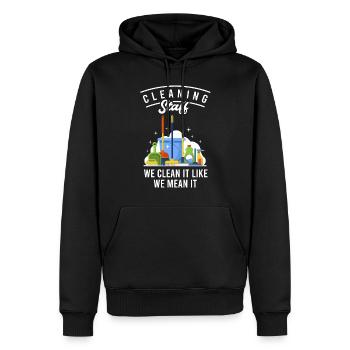 Personnel de nettoyage Nous le nettoyons comme nous le pensons - Sweat à capuche Premium bio Homme - noir - Devant - Nico (187cm)