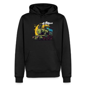 Passionné de locomotives et de trains Grafic - Sweat à capuche Premium bio Homme - noir - Devant - Nico (187cm)