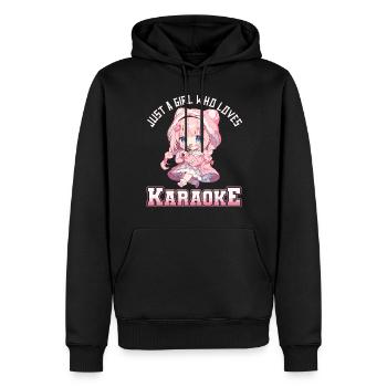 Juste une fille qui aime le karaoké - Sweat à capuche Premium bio Homme - noir - Devant - Nico (187cm)