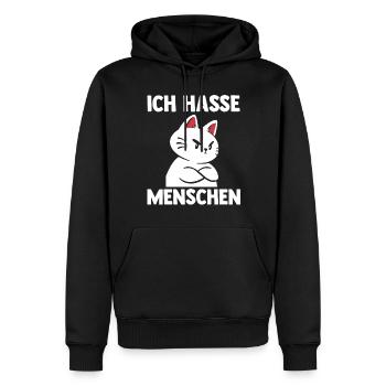 Katze Ich Hasse Menschen - Männer Premium Bio Hoodie - Schwarz - Vorne - Nico (187cm)