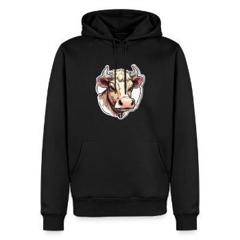 Vache Vaches Tête de vache Agriculture Agriculteur - Sweat à capuche Premium bio Homme - noir - Devant - Nico (187cm)