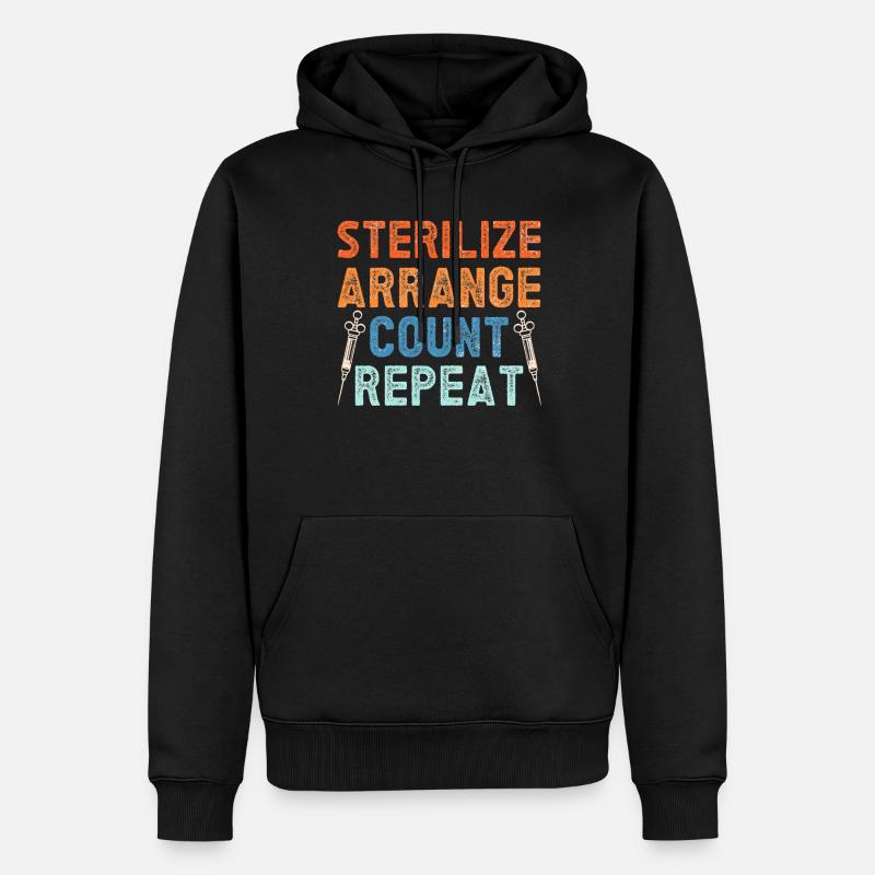 Stériliser, arranger, compter, répéter - - Sweat à capuche Premium bio Homme - noir