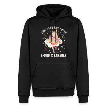 Juste une fille qui aime l’anime K-Pop et le karaoké - Sweat à capuche Premium bio Homme - noir - Devant - Nico (187cm)