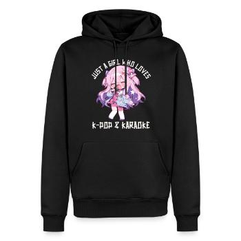Juste une fille qui aime l’anime K-Pop et le karaoké - Sweat à capuche Premium bio Homme - noir - Devant - Nico (187cm)