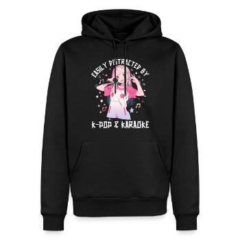 Juste une fille qui aime l’anime K-Pop et le karaoké - Sweat à capuche Premium bio Homme - noir - Devant - Nico (187cm)