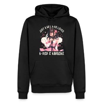 Juste une fille qui aime l’anime K-Pop et le karaoké - Sweat à capuche Premium bio Homme - noir - Devant - Nico (187cm)