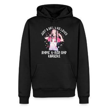 Juste une fille qui aime l’anime K-Pop et le karaoké - Sweat à capuche Premium bio Homme - noir - Devant - Nico (187cm)