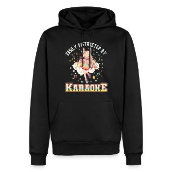 Facilement distrait par le karaoké - Sweat à capuche Premium bio Homme - noir - Devant - Nico (187cm)