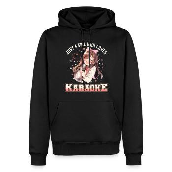 Juste une fille qui aime le karaoké - Sweat à capuche Premium bio Homme - noir - Devant - Nico (187cm)