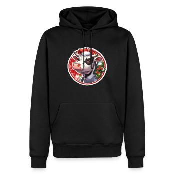 Vache Vache Crâne Vaches Agriculture Tête de vache - Sweat à capuche Premium bio Homme - noir - Devant - Nico (187cm)