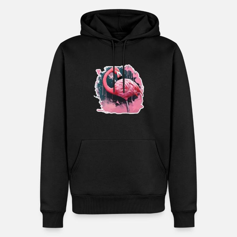 Flamingos - Männer Premium Bio Hoodie - Schwarz