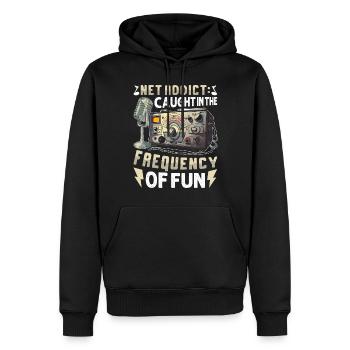 HAM Radio Amateur Radio Amateur Rétro - Sweat à capuche Premium bio Homme - noir - Devant - Nico (187cm)