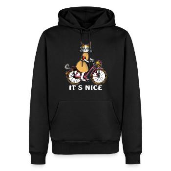 KATZE FAHRRAD IT`S NICE - Männer Premium Bio Hoodie - Schwarz - Vorne - Nico (187cm)
