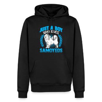 Junge der Samojede liebt Samojedenspitz - Männer Premium Bio Hoodie - Schwarz - Vorne - Nico (187cm)