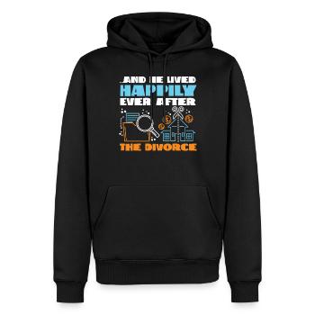 Happy Divorce Party …And He Lived - Männer Premium Bio Hoodie - Schwarz - Vorne - Nico (187cm)